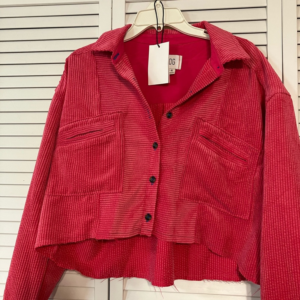 BDG Women's Vibrant Red Corduroy Utility Jacket